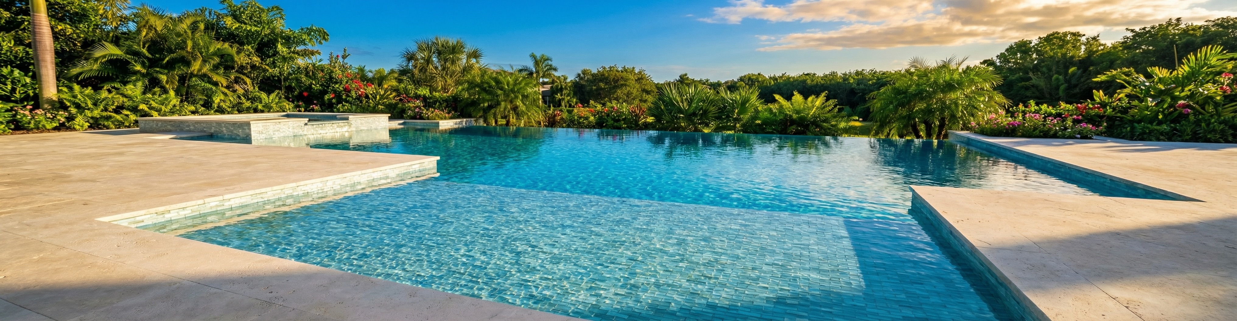 Resort-style pool with spa and custom tile work in Hobe Sound